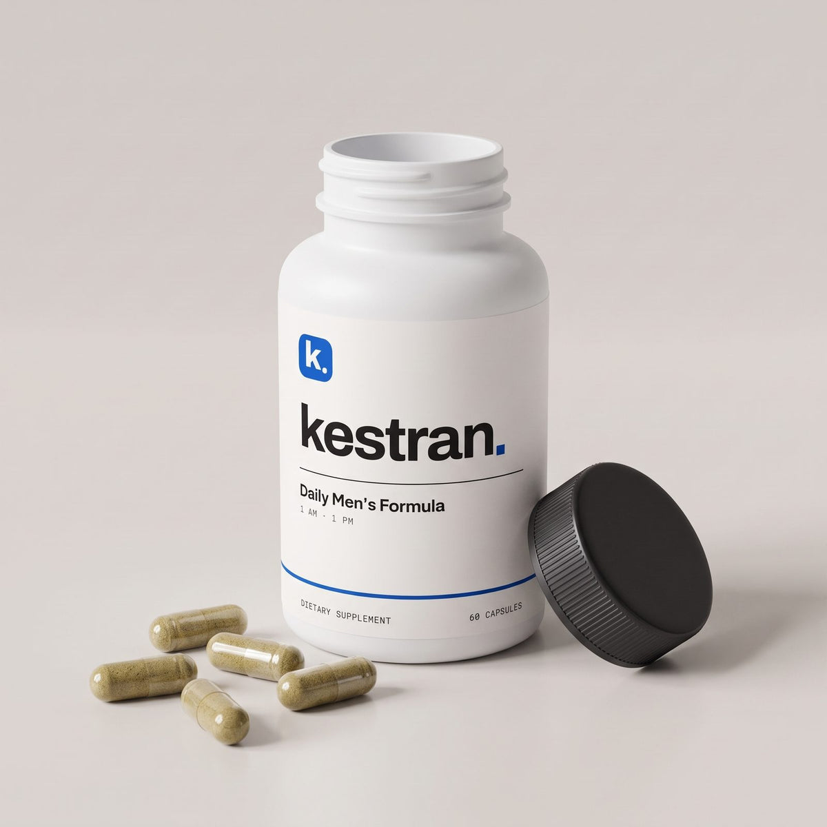 Open Kestran bottle with capsules